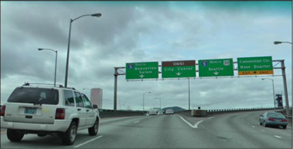 Figure 8.17 - Deficiency in traffic control devices example: Third set of directional signs (Source: John Campbell, Washington, USA)